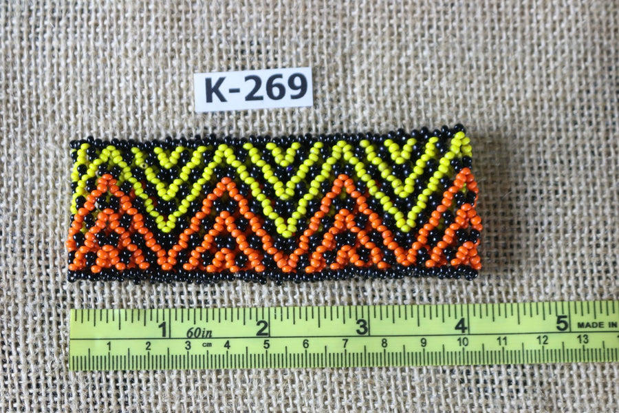 Art# K269  4+ inch. Original Kayapo Traditional Peyote stitch Beaded Bracelet from Brazil.