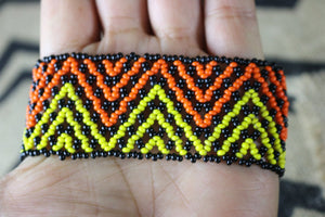Art# K269  4+ inch. Original Kayapo Traditional Peyote stitch Beaded Bracelet from Brazil.