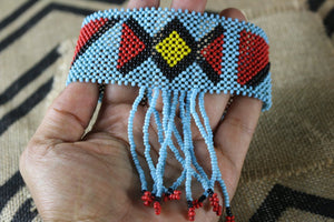 Art# K271  5 inch. Original Kayapo Traditional Peyote stitch Beaded Bracelet from Brazil.