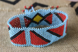 Art# K271  5 inch. Original Kayapo Traditional Peyote stitch Beaded Bracelet from Brazil.