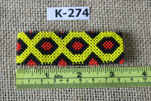 Art# K274  3+ inch. Original Kayapo Traditional Peyote stitch Beaded Bracelet from Brazil.