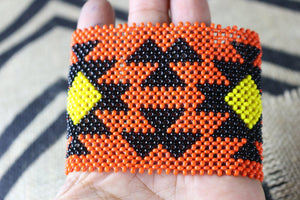 Art# K278  3.5 inch. Original Kayapo Traditional Peyote stitch Beaded Bracelet from Brazil.