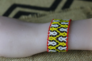 Art# K281  3+ inch. Original Kayapo Traditional Peyote stitch Beaded Bracelet from Brazil.