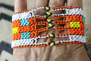 Art# K282  4 inch. Original Kayapo Traditional Peyote stitch Beaded Bracelet from Brazil.