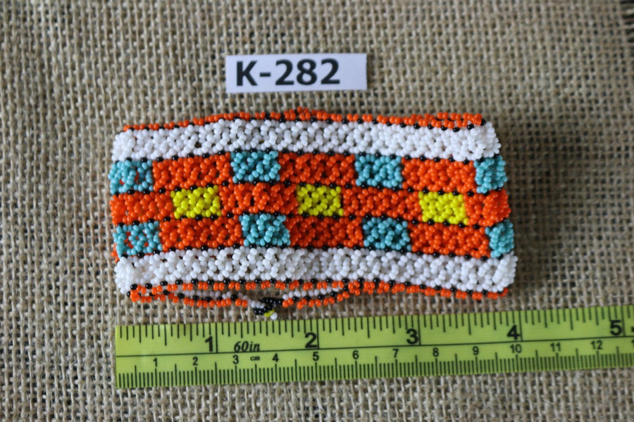 Art# K282  4 inch. Original Kayapo Traditional Peyote stitch Beaded Bracelet from Brazil.