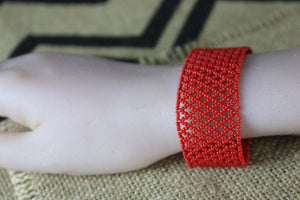 Art# K287  3+ inch. Original Kayapo Traditional Peyote stitch Beaded Bracelet from Brazil.