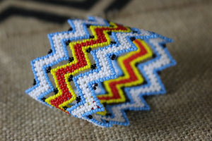 Art#  K293  3+ inch. Original Kayapo Traditional Peyote stitch Beaded Bracelet from Brazil.