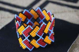 Art# K294  3+ inch. Original Kayapo Traditional Peyote stitch Beaded Bracelet from Brazil.