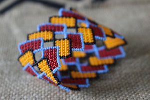 Art# K294  3+ inch. Original Kayapo Traditional Peyote stitch Beaded Bracelet from Brazil.