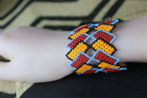 Art# K294  3+ inch. Original Kayapo Traditional Peyote stitch Beaded Bracelet from Brazil.