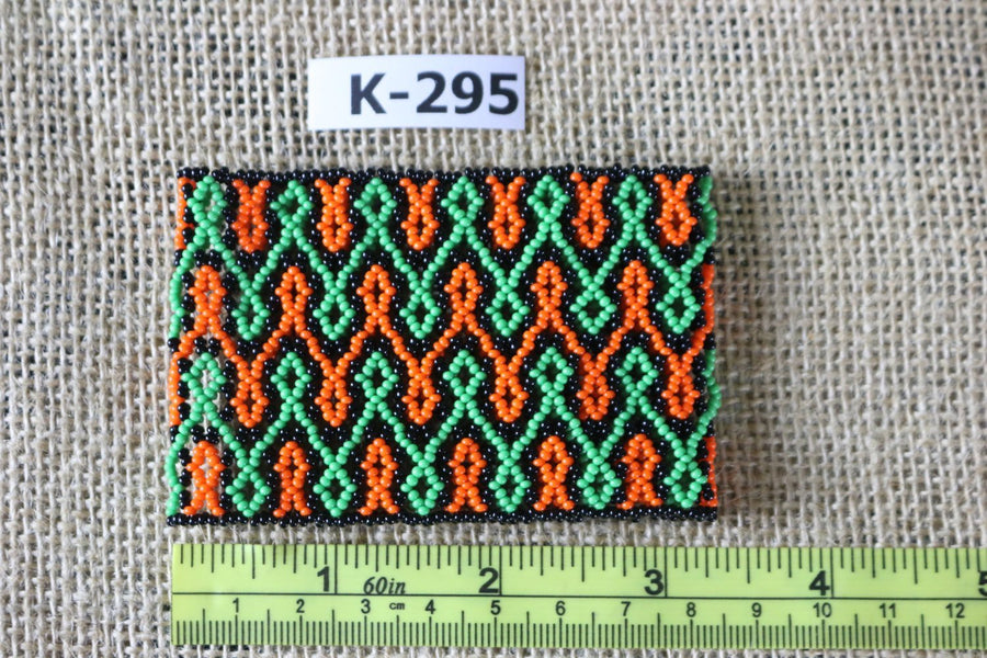 Art# K295  3+ inch. Original Kayapo Traditional Peyote stitch Beaded Bracelet from Brazil.