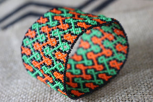 Art# K295  3+ inch. Original Kayapo Traditional Peyote stitch Beaded Bracelet from Brazil.