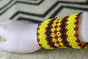 Art# K301  4+  inch. Original Kayapo Traditional Peyote stitch Beaded Bracelet from Brazil.