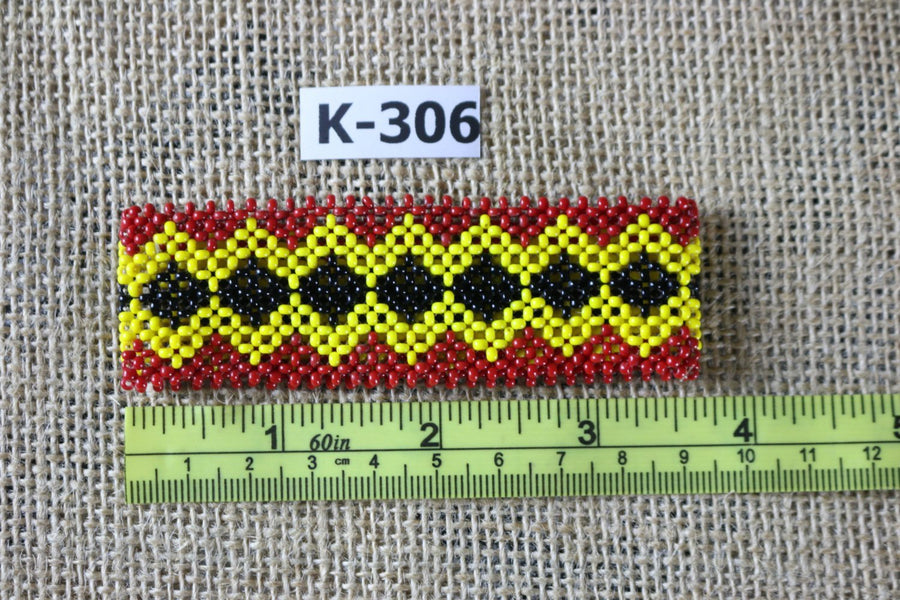 Art# K306  3.5+  inch. Original Kayapo Traditional Peyote stitch Beaded Bracelet from Brazil.