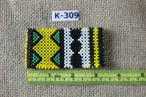 Art# K309  3+ inch. Original Kayapo Traditional Peyote stitch Beaded Bracelet from Brazil.