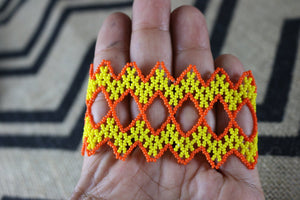 Art# K313  3+ inch. Original Kayapo Traditional Peyote stitch Beaded Bracelet from Brazil.