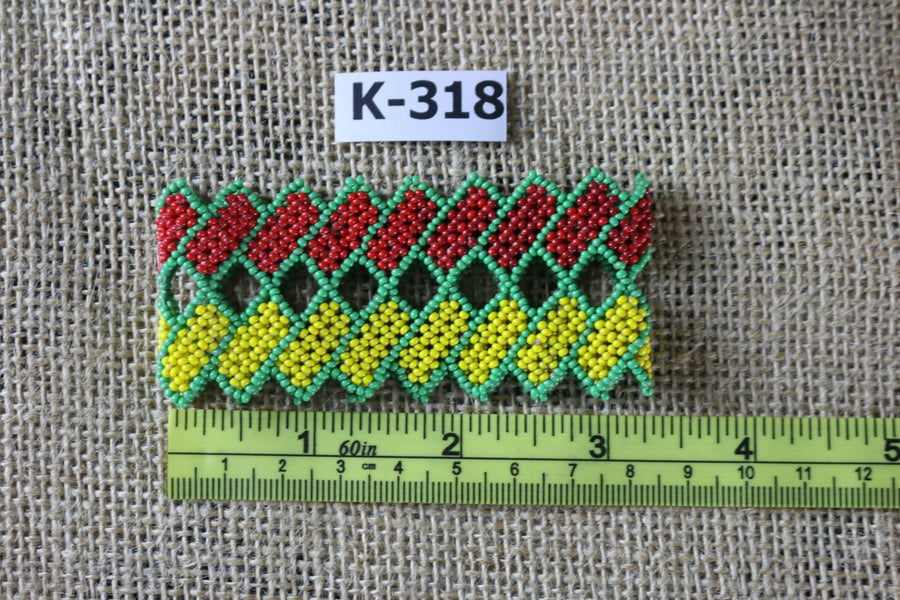 Art# K318  3+ inch. Original Kayapo Traditional Peyote stitch Beaded Bracelet from Brazil.