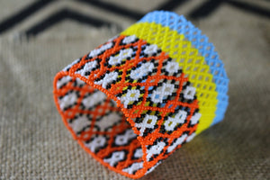 Art# K339  3+ inch. Original Kayapo Traditional Peyote stitch Beaded Bracelet from Brazil