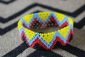 Art# K341  3.5+ inch. Original Kayapo Traditional Peyote stitch Beaded Bracelet from Brazil