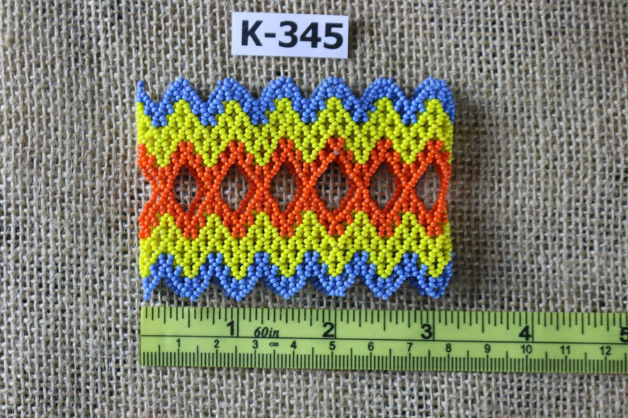 Art# K345  3+ inch. Original Kayapo Traditional Peyote stitch Beaded Bracelet from Brazil