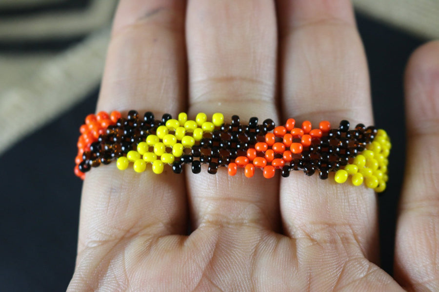 Art# K354 2.5+ inch. Original Kayapo Traditional Peyote stitch Beaded Bracelet from Brazil