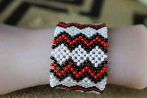 Art# K356  3.5+ inch. Original Kayapo Traditional Peyote stitch Beaded Bracelet from Brazil