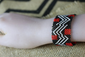 Art# K359  3+ inch. Original Kayapo Traditional Peyote stitch Beaded Bracelet from Brazil