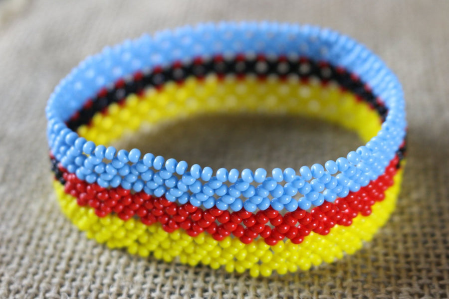 Art# K360  3.5+ inch. Original Kayapo Traditional Peyote stitch Beaded Bracelet from Brazil