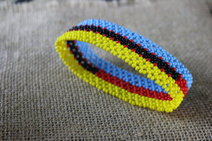 Art# K360  3.5+ inch. Original Kayapo Traditional Peyote stitch Beaded Bracelet from Brazil