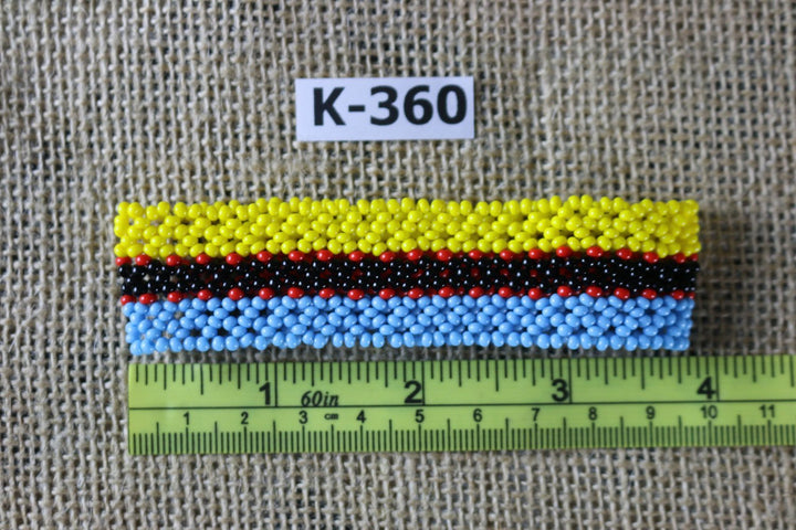 Art# K360  3.5+ inch. Original Kayapo Traditional Peyote stitch Beaded Bracelet from Brazil