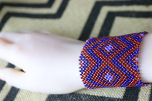 Art# K364  3.5+ inch. Original Kayapo Traditional Peyote stitch Beaded Bracelet from Brazil