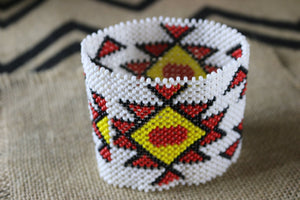 Art#  K370  4+  inch. Original Kayapo Traditional Peyote stitch Beaded Bracelet from Brazil