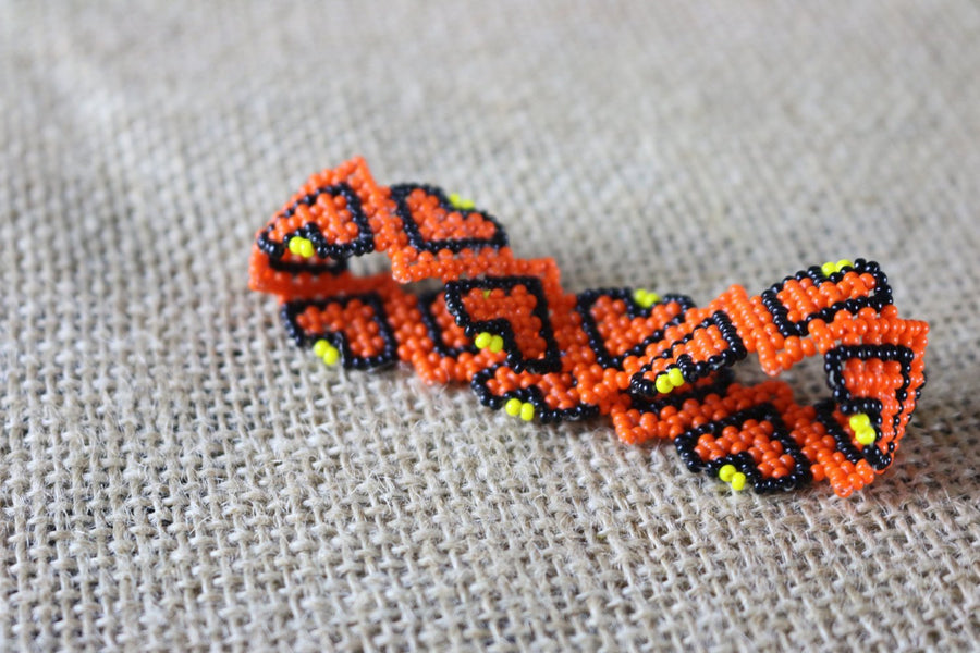 Art# K374  3+  inch. Original Kayapo Traditional Peyote stitch Beaded Bracelet from Brazil