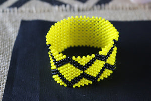 Art# K375 3+  inch. Original Kayapo Traditional Peyote stitch Beaded Bracelet from Brazil