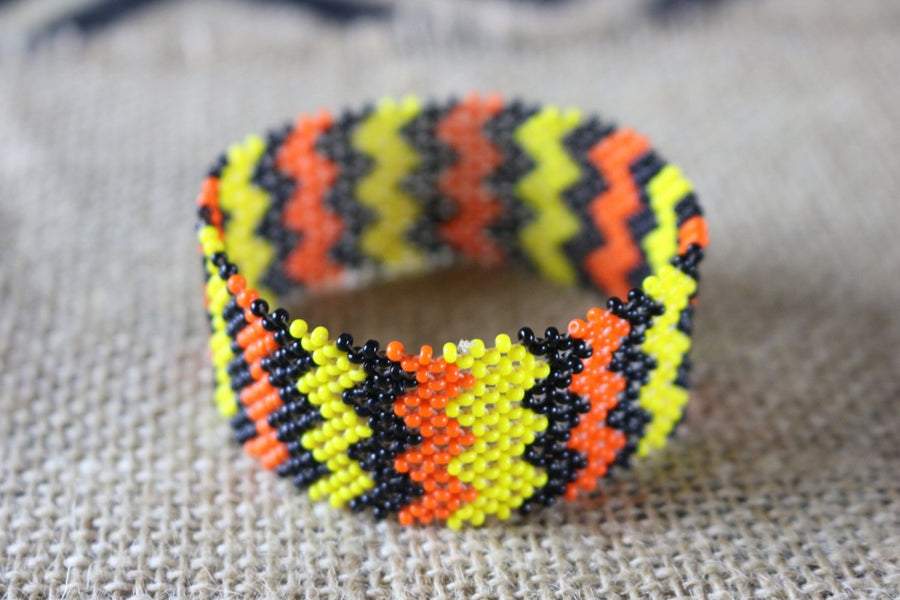 Art# K377  3  inch. Original Kayapo Traditional Peyote stitch Beaded Bracelet from Brazil