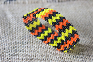 Art# K377  3  inch. Original Kayapo Traditional Peyote stitch Beaded Bracelet from Brazil