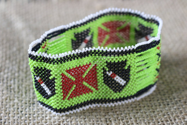 Art# K380  3+ inch. Original Kayapo Traditional Peyote stitch Beaded Bracelet from Brazil