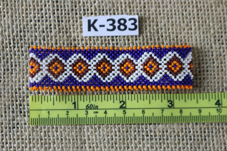 Art# K383  3+ inch. Original Kayapo Traditional Peyote stitch Beaded Bracelet from Brazil