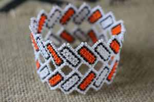 Art# K385 3+ inch. Original Kayapo Traditional Peyote stitch Beaded Bracelet from Brazil