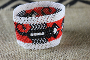 Art#  K389 3.5+ inch. Original Kayapo Traditional Peyote stitch Beaded Bracelet from Brazil