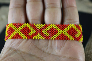 Art# K394  3.5+ inch. Original Kayapo Traditional Peyote stitch Beaded Bracelet from Brazil