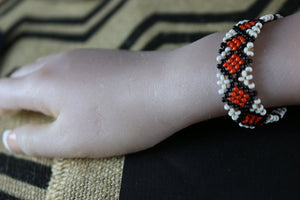 Art# K395  3.5+ inch. Original Kayapo Traditional Peyote stitch Beaded Bracelet from Brazil