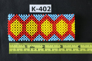 Art# K402 3.5+ inch. Original Kayapo Traditional Peyote stitch Beaded Bracelet from Brazil