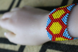 Art# K402 3.5+ inch. Original Kayapo Traditional Peyote stitch Beaded Bracelet from Brazil