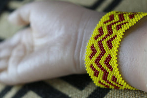 Art# K405  3+ inch. Original Kayapo Traditional Peyote stitch Beaded Bracelet from Brazil