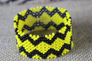 Art# K416 - 3+ inch. Original Kayapo Traditional Peyote stitch Beaded Bracelet from Brazil