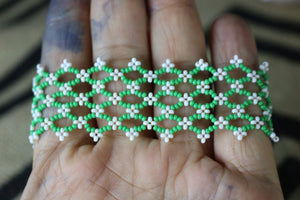 Art# K418  3+ inch. Original Kayapo Traditional Peyote stitch Beaded Bracelet from Brazil