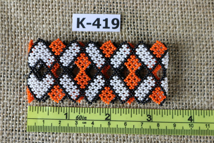 Art# K419  3+ inch. Original Kayapo Traditional Peyote stitch Beaded Bracelet from Brazil