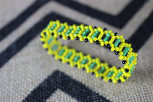 Art# K421  3+ inch. Original Kayapo Traditional Peyote stitch Beaded Bracelet from Brazil