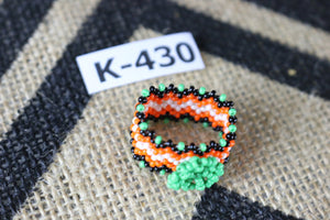 Art# K430  1 inch. Original Kayapo Traditional Peyote stitch Beaded Ring from Brazil